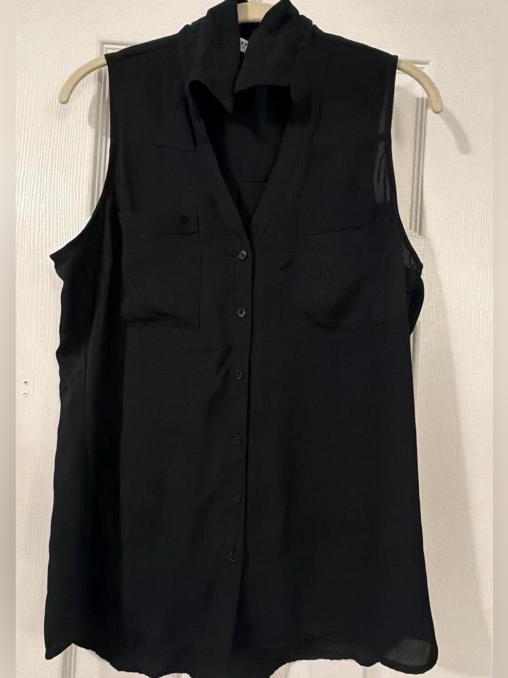 Express Black Sleeveless Button-Down Top